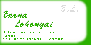 barna lohonyai business card